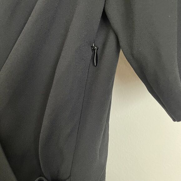 APC dress Womens 36 Black Mathilda Tie Crepe Viscose Vneck Pleats Classic - Picture 5 of 13